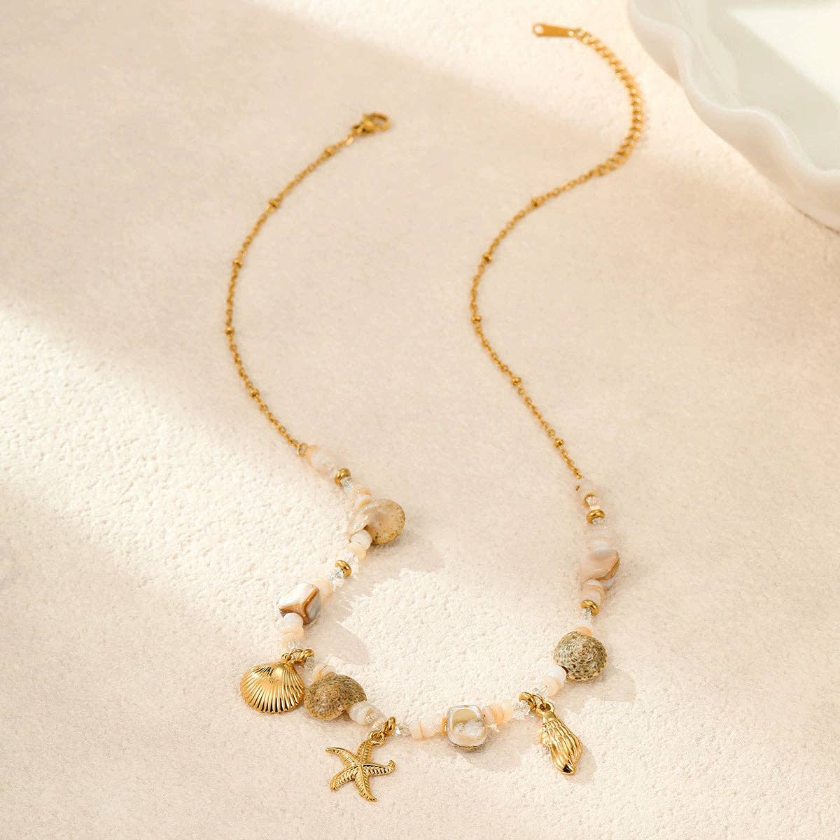 18K Gold PVD Plated Stainless Steel Beach Charm Necklace – 8022