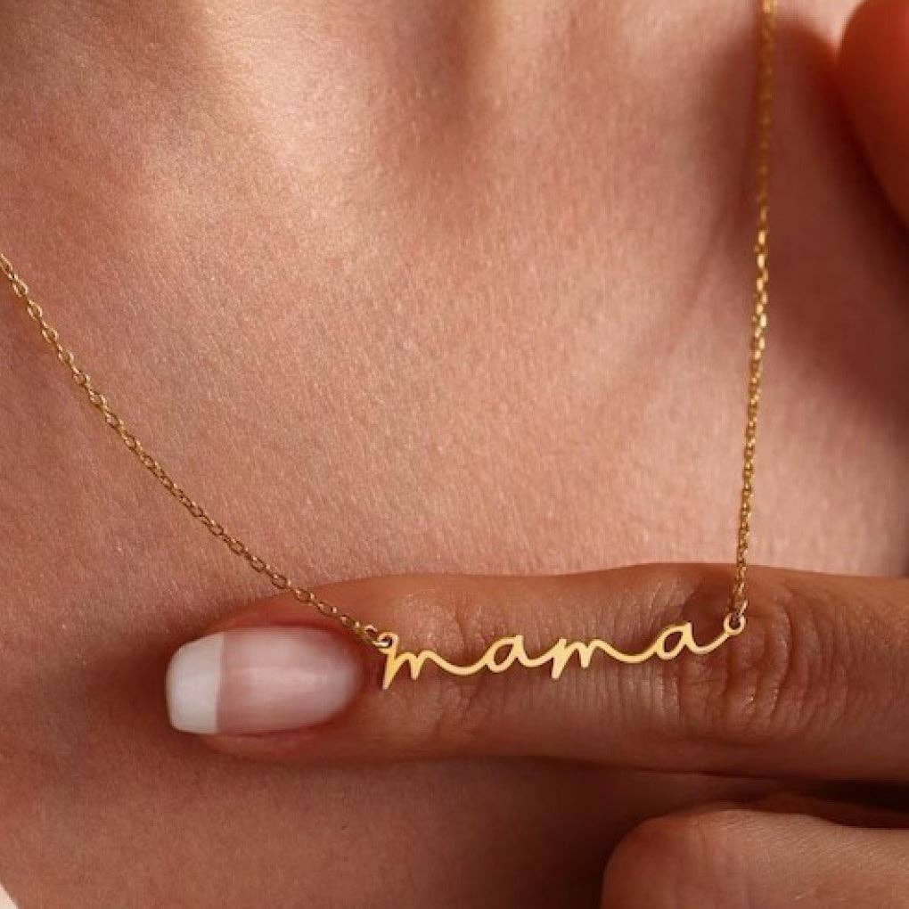 18K Gold Plated Waterproof Stainless Steel Mama Necklace - 7650