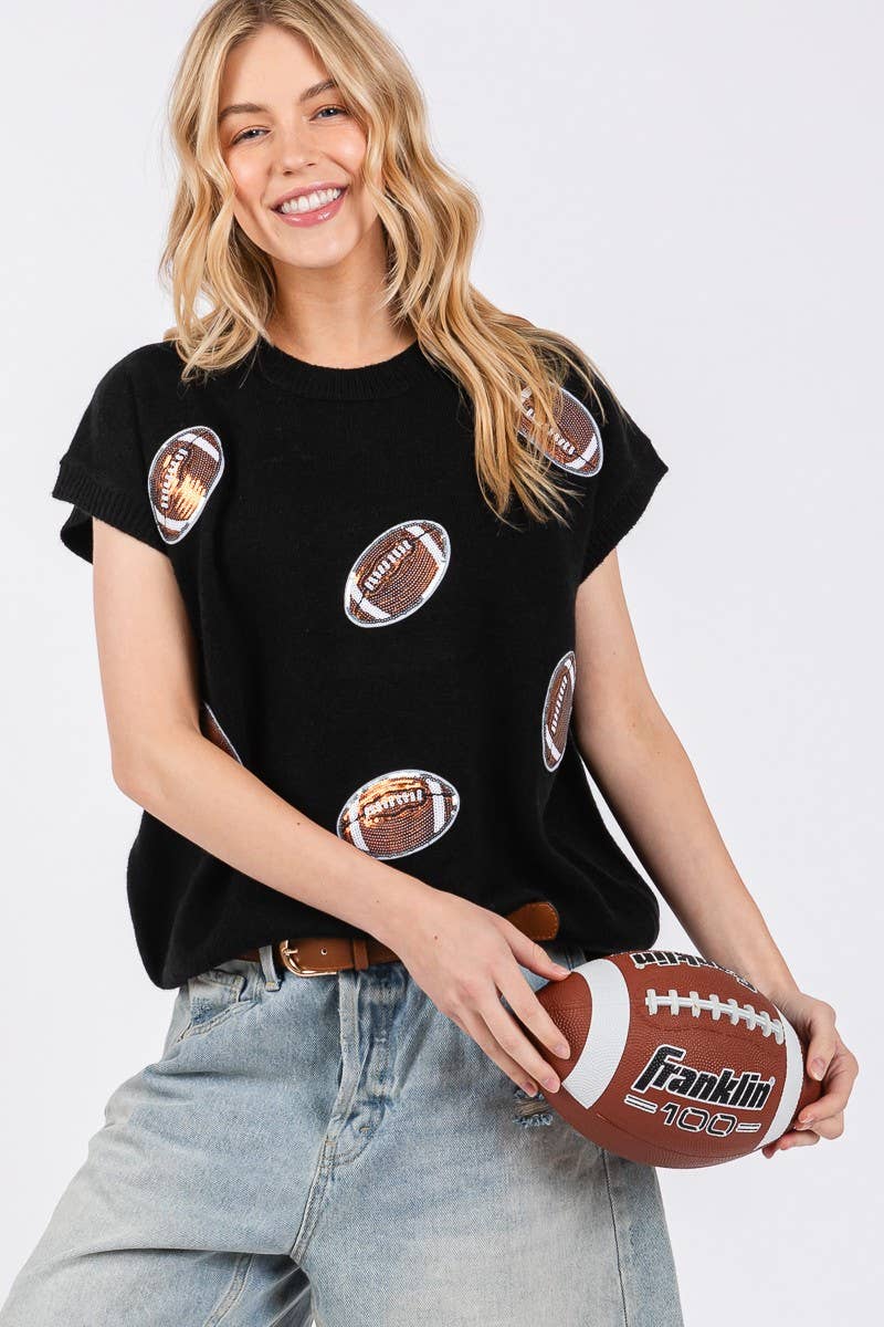 GAME DAY FOOTBALL PATCH SWEATER TOP