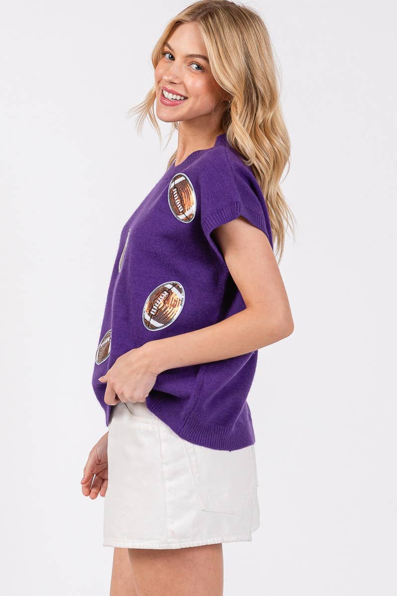 GAME DAY FOOTBALL PATCH SWEATER TOP