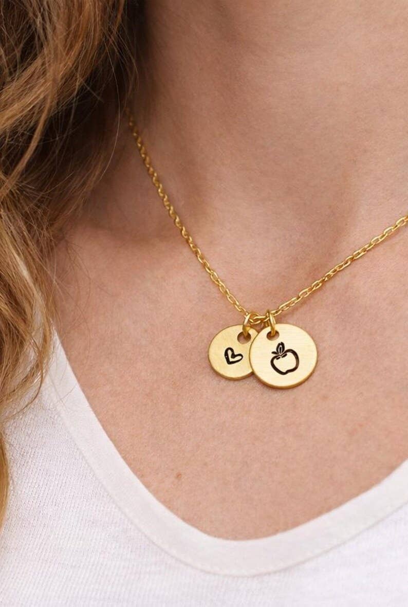 Gift for Teacher, Bulk Teacher Gifts, Apple Necklace for Female Teacher, Gifts for Her, Teacher Appreciation Week Gifts, Student Teacher