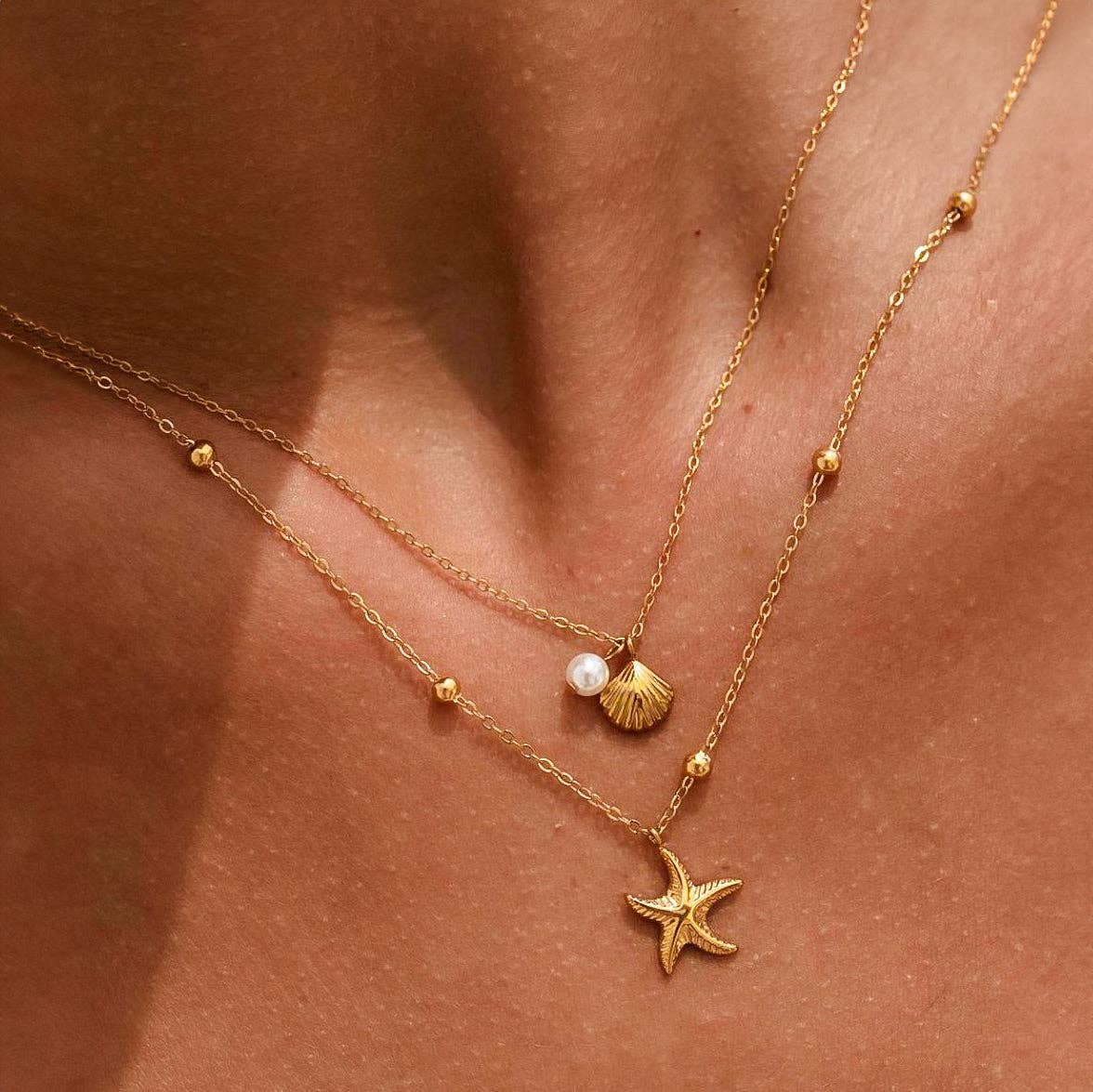 18K Gold Plated Waterproof Stainless Steel Chain Necklace - 7810