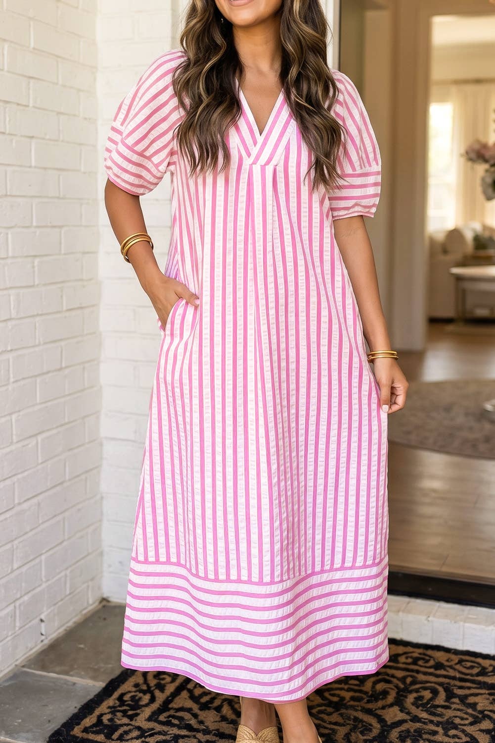 LAS Striped Shift Vacation Maxi Dress (S-XL)
