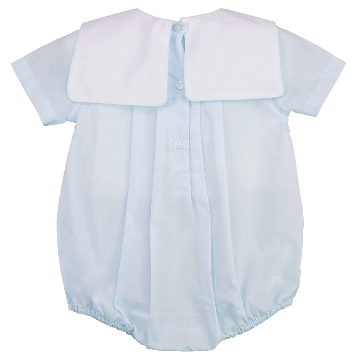 Romper with Train Embroidery in Blue