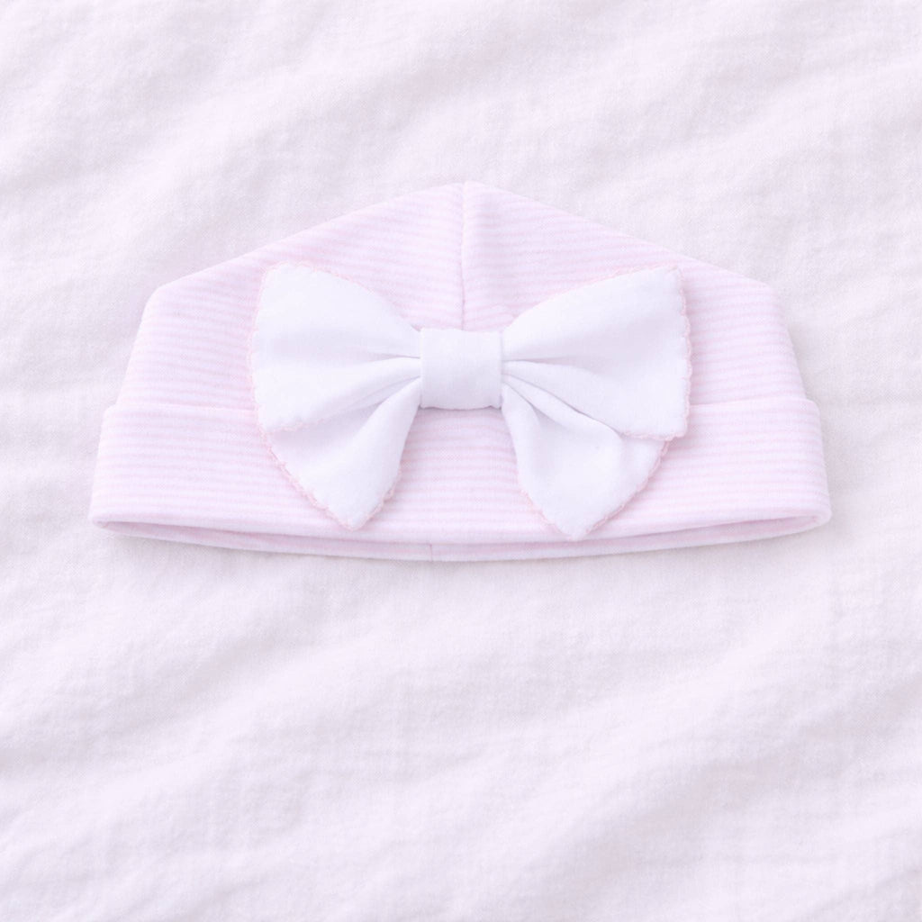 Mini Stripes Bow Hat - Pink