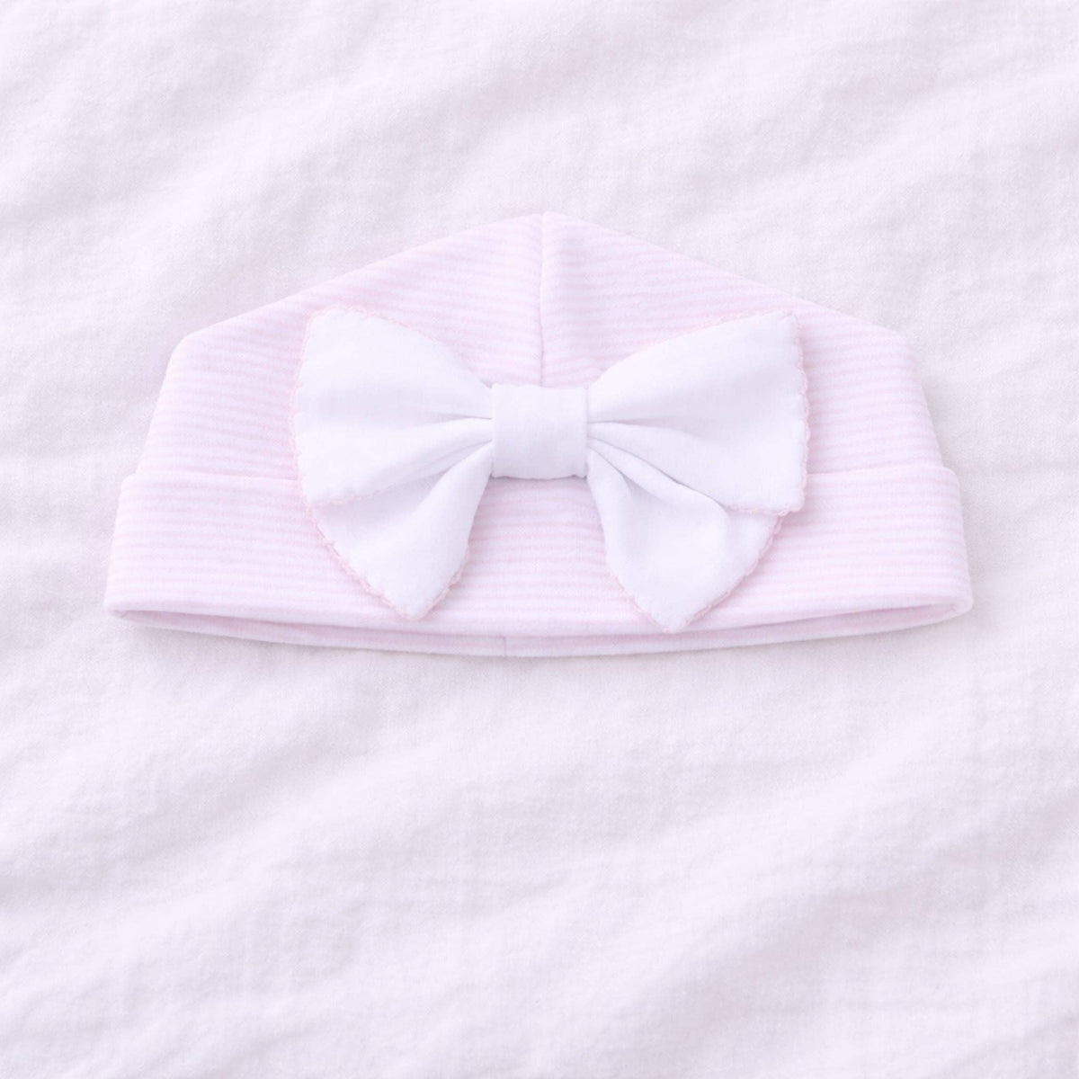 Mini Stripes Bow Hat - Pink