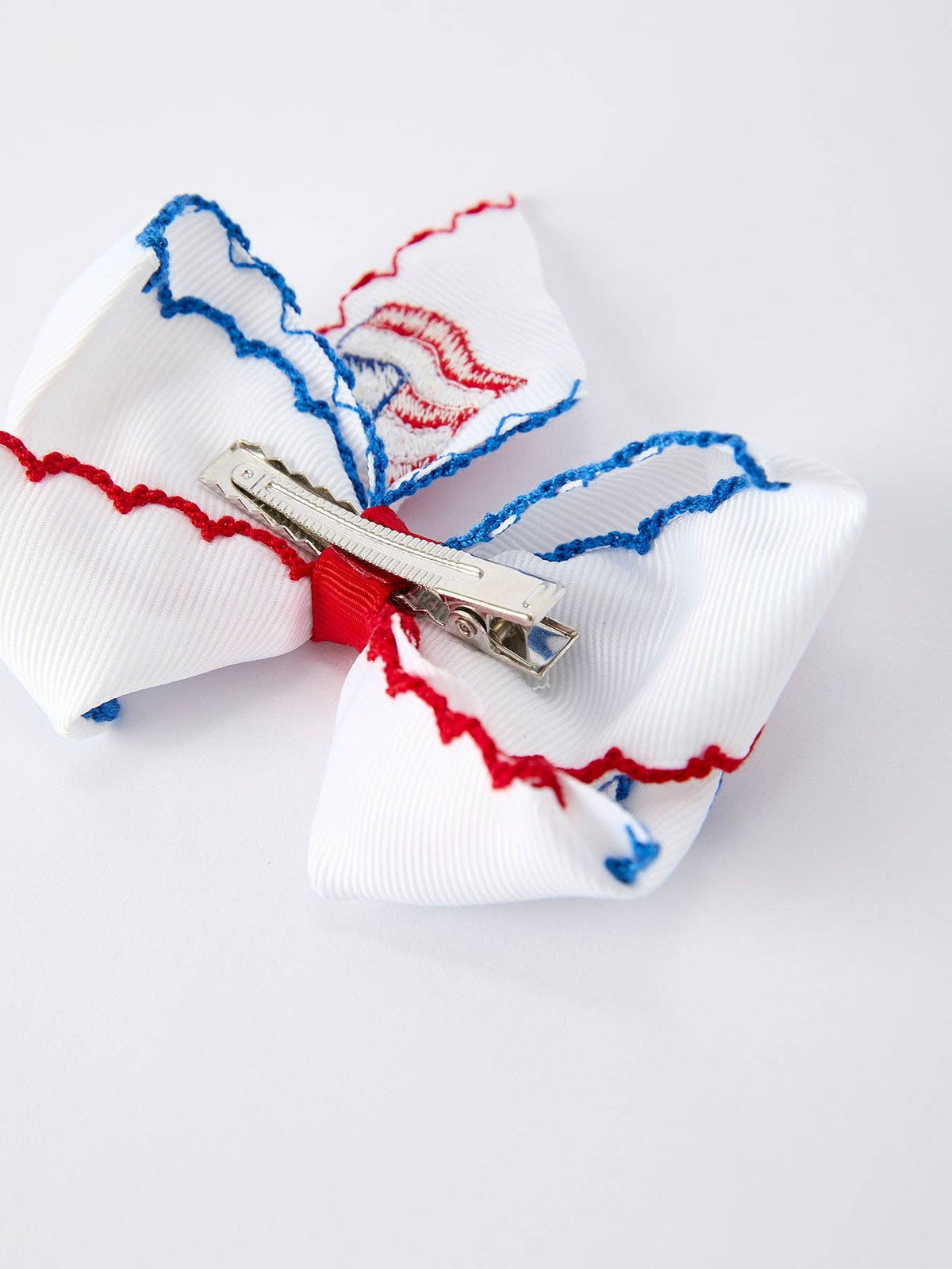 Stars & Stripes Flag Hair Bow – Toddler Girls July 4th Hair Accessory