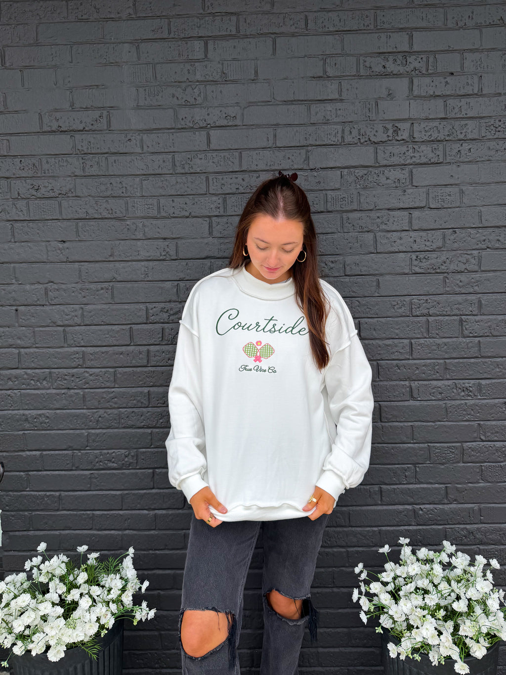 Courtside Embroidered Mockneck