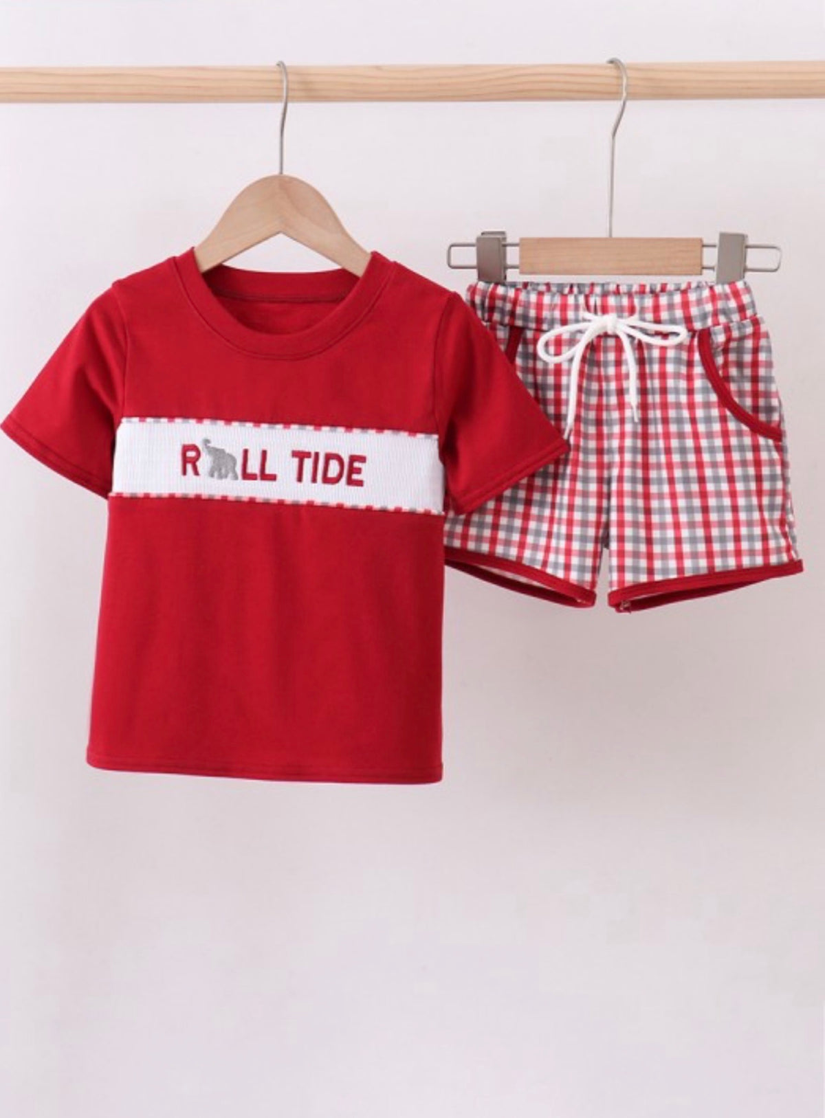 Alabama Roll Tide Smocked Plaid Shorts Set