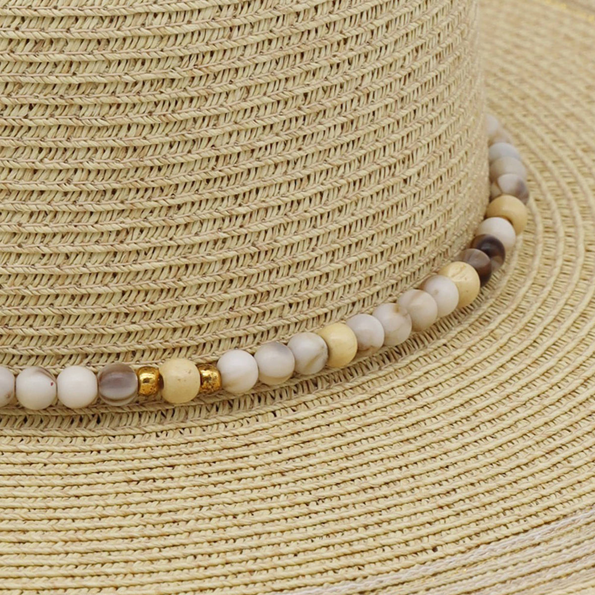 Beaded Band Summer Straw Sun Hat