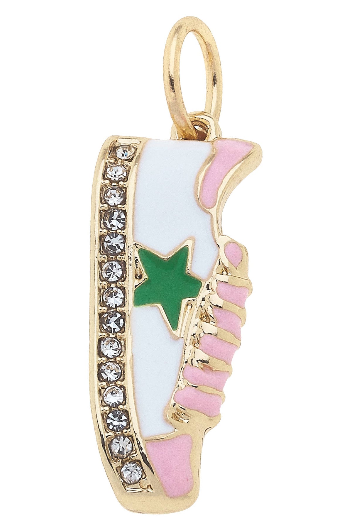 Star Sneaker Charm in White & Light Pink