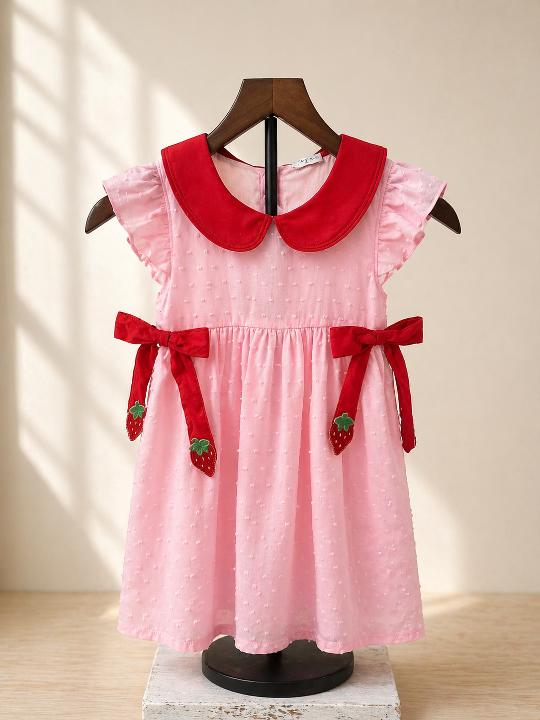 Pink Strawberry Swiss Dot Dress