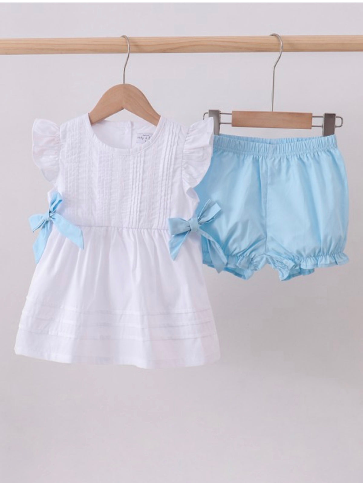 Blue Bow Ruffle Bloomer Set