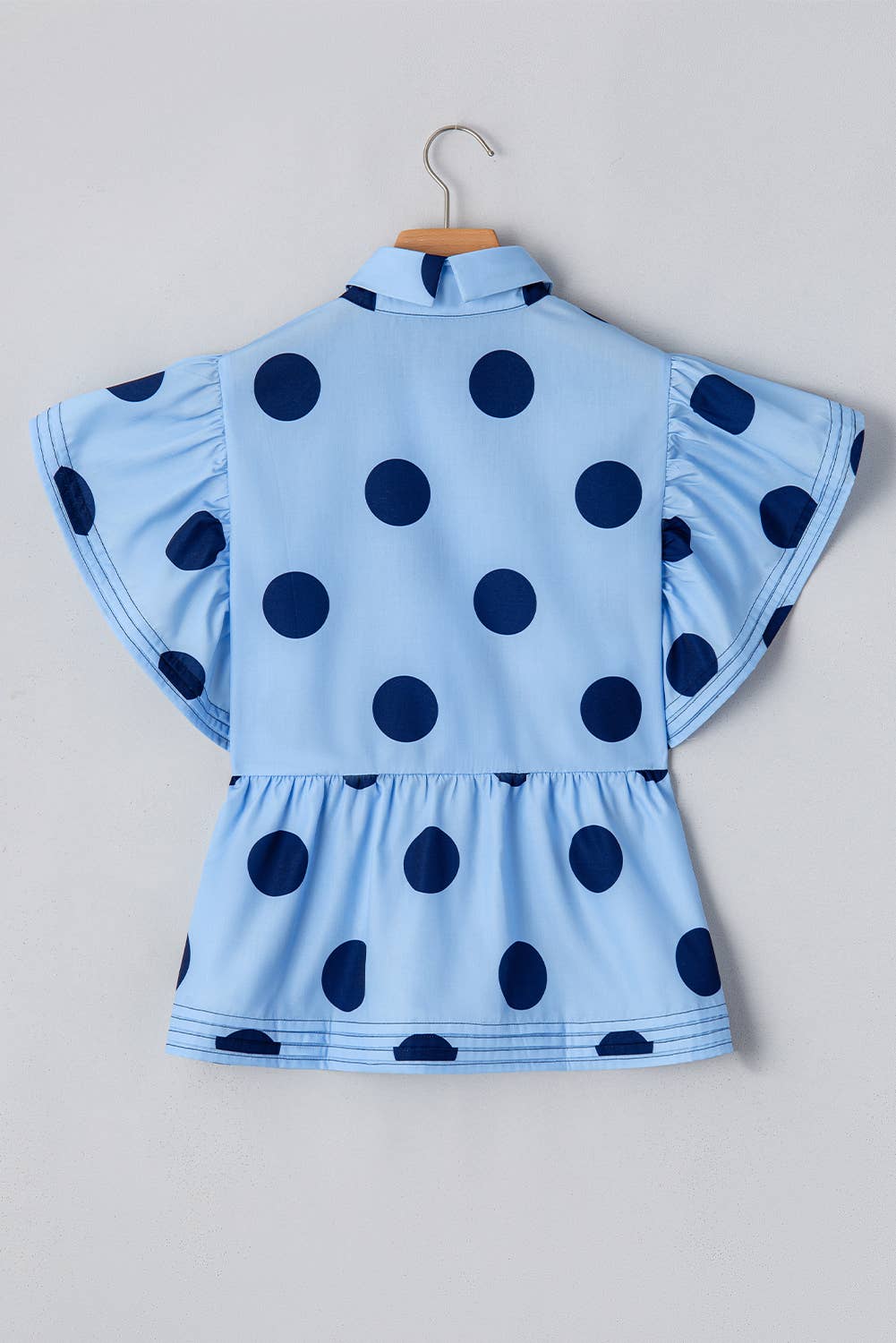 Polka Dot Print Ruffled Buttoned Summer Blouse | S-XL: As shown / Missy / XL