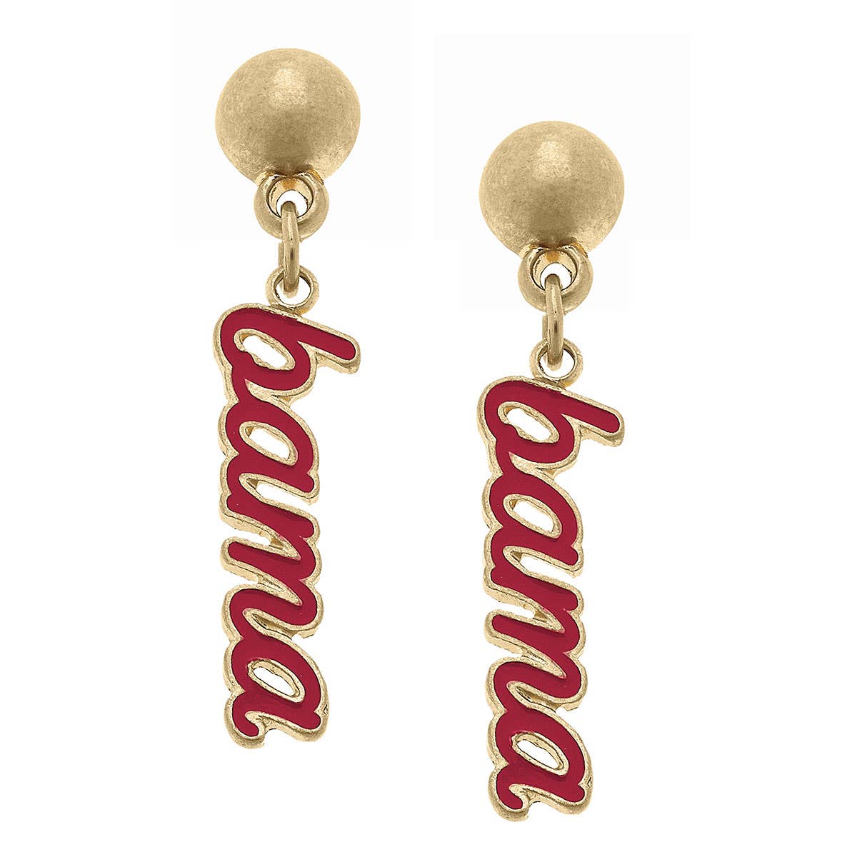 Bama Gold Enamel Script Earrings