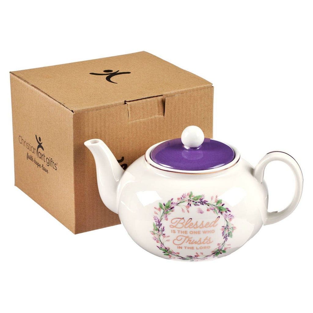 Teapot Purple Floral Blessed Jer. 17:7