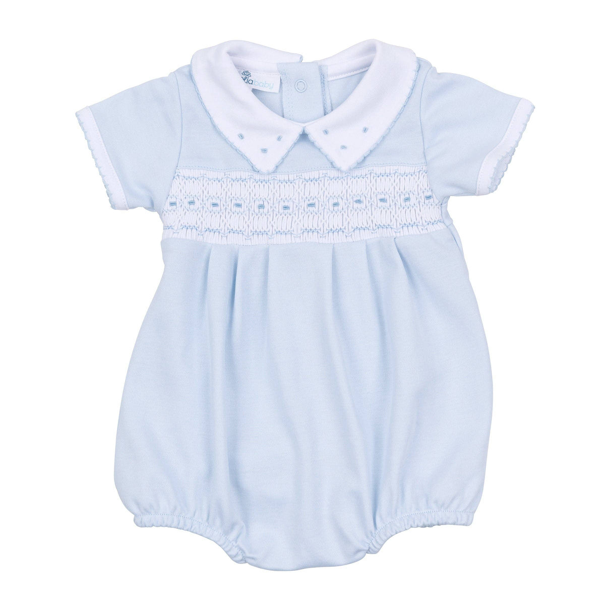 Landry Smocked Bubble - Light Blue