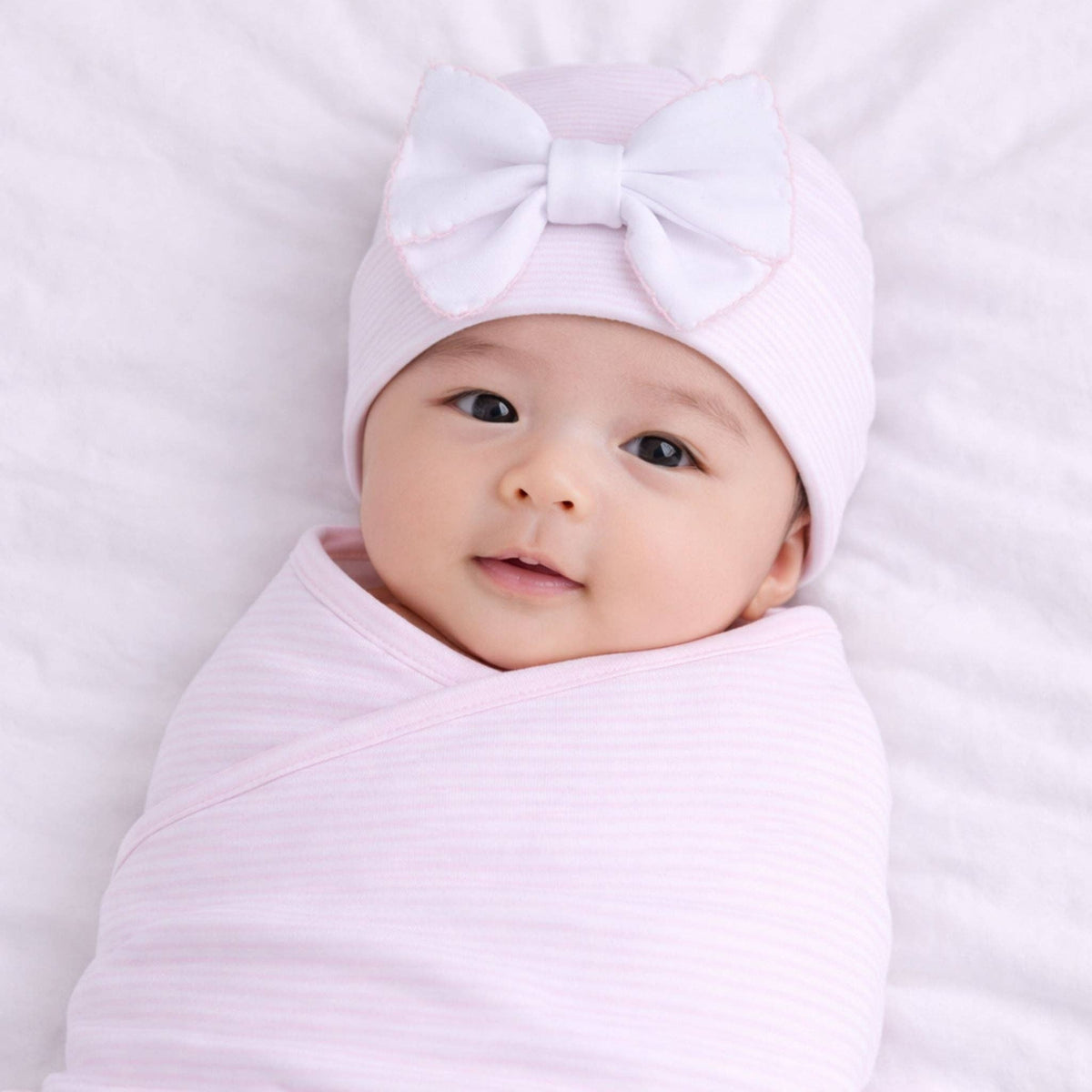 Mini Stripes Bow Hat - Pink