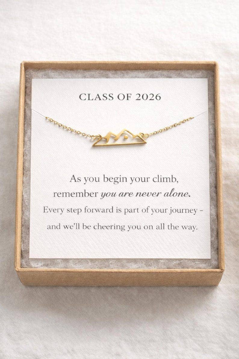 Class of 2026 Graduation Necklace, Mountain Mustard Seed Necklace Gift for Graduate, Faith Based Senior 2026 Gift, High School College Grad