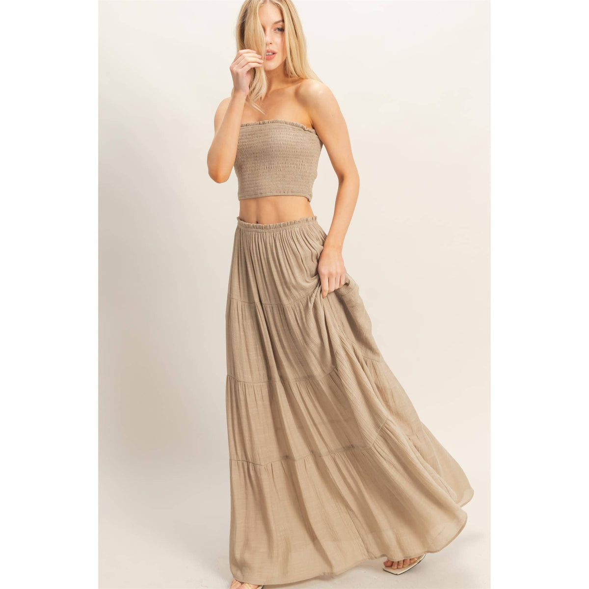 Tiered Skirt: WHITE / S-M-L(2-2-2)