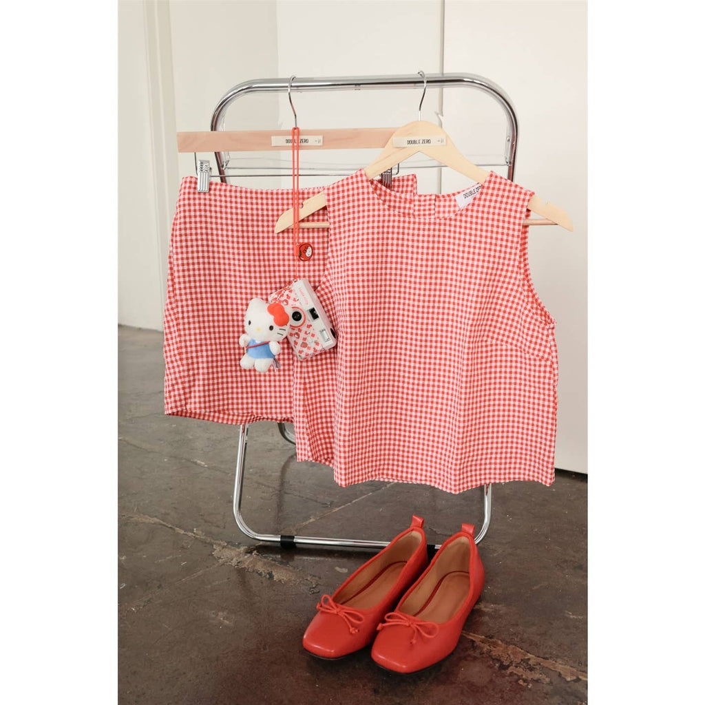 Gingham Checkered Sleeveless Top And Skort Set