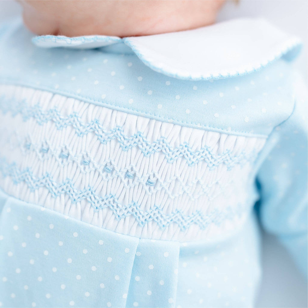 Luca's Classics Smocked Footie - Light Blue