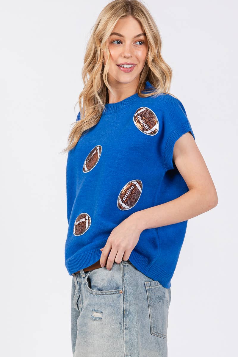 GAME DAY FOOTBALL PATCH SWEATER TOP
