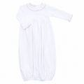 Essentials White Gown with Pink Trim Ruffle