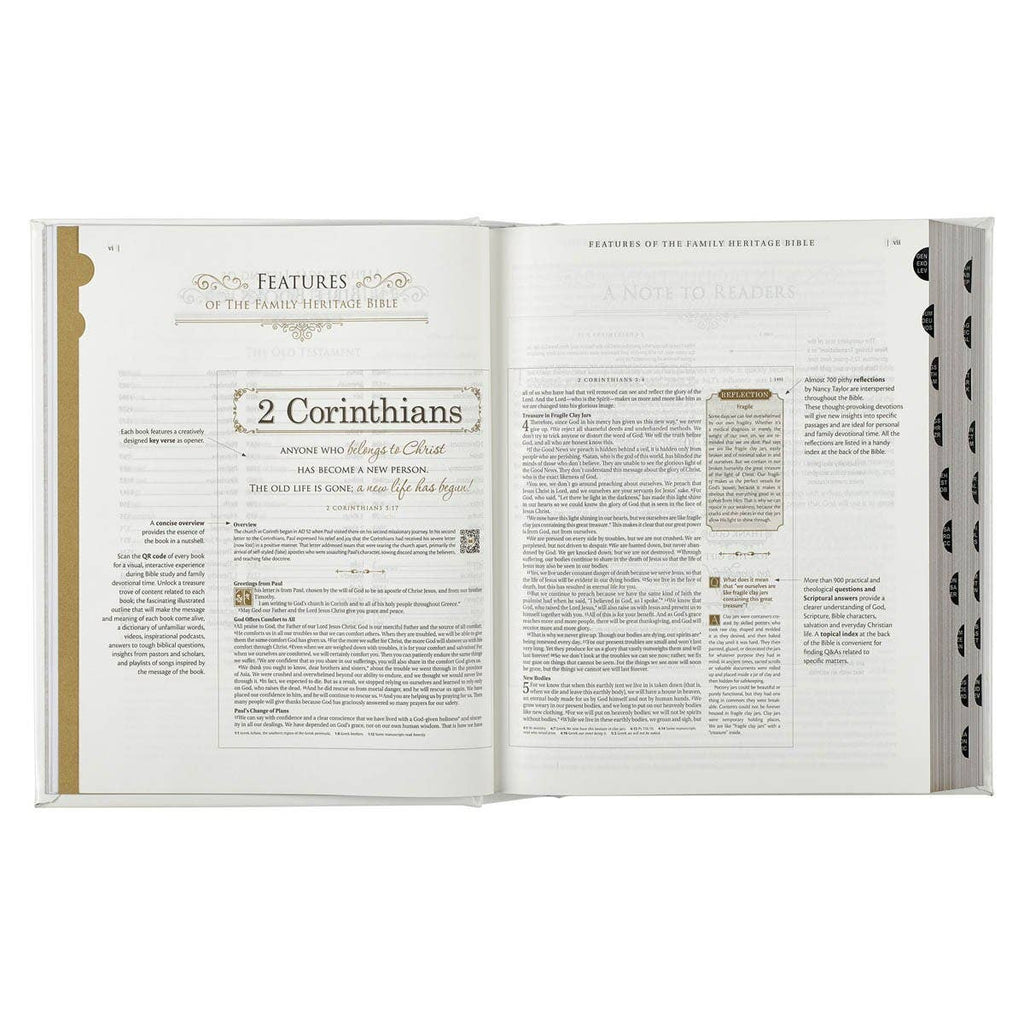 NLT, The Family Heritage Bible Hardcover, White