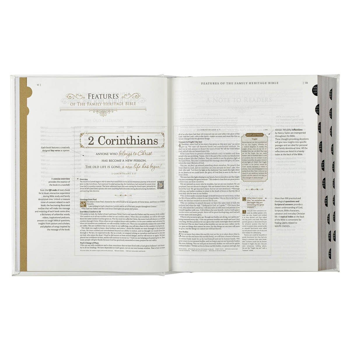 NLT, The Family Heritage Bible Hardcover, White