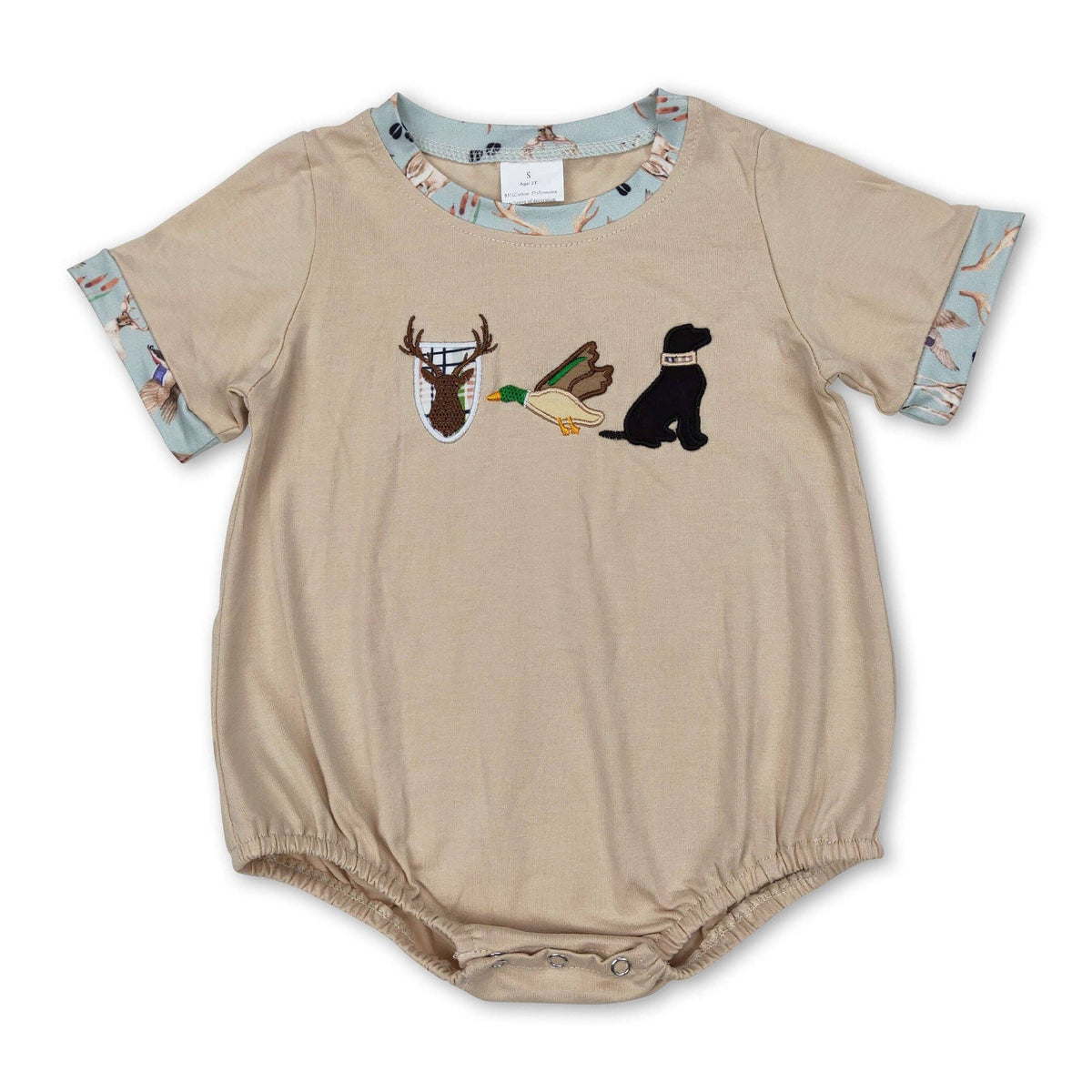 Short sleeves deer duck dog baby boy romper