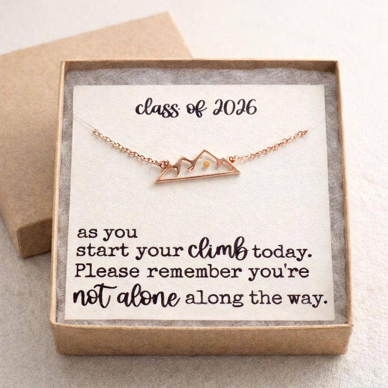 Class of 2026 Graduation Necklace, Mountain Mustard Seed Necklace Gift for Graduate, Faith Based Senior 2026 Gift, High School College Grad