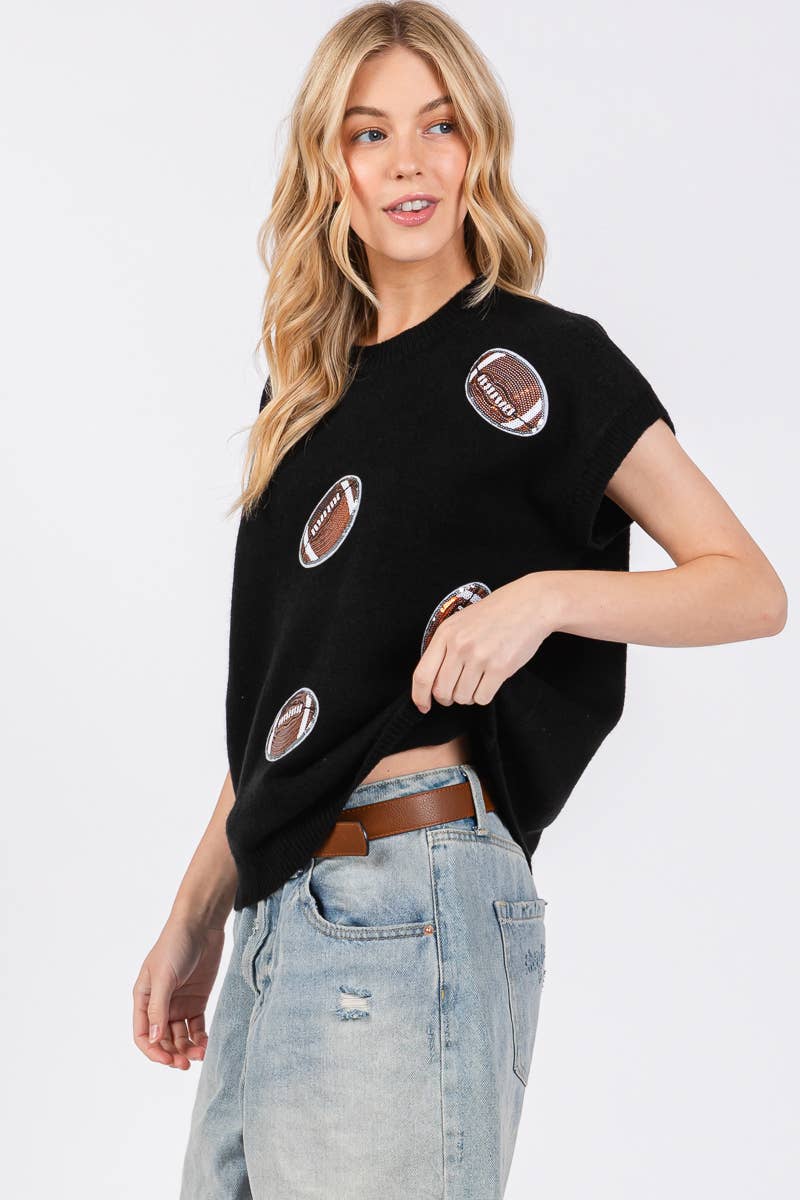 GAME DAY FOOTBALL PATCH SWEATER TOP