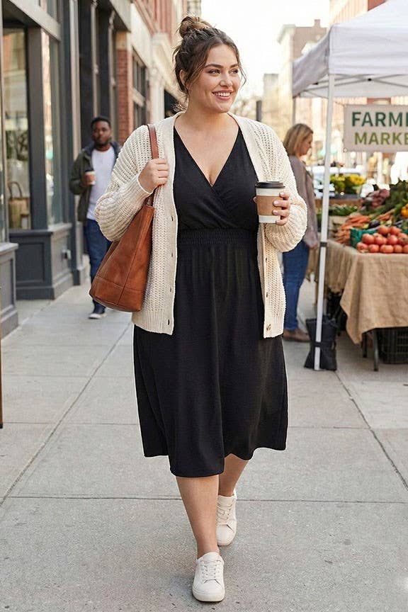 Plus Size Airflow Flutter Sleeve Midi Dress 3