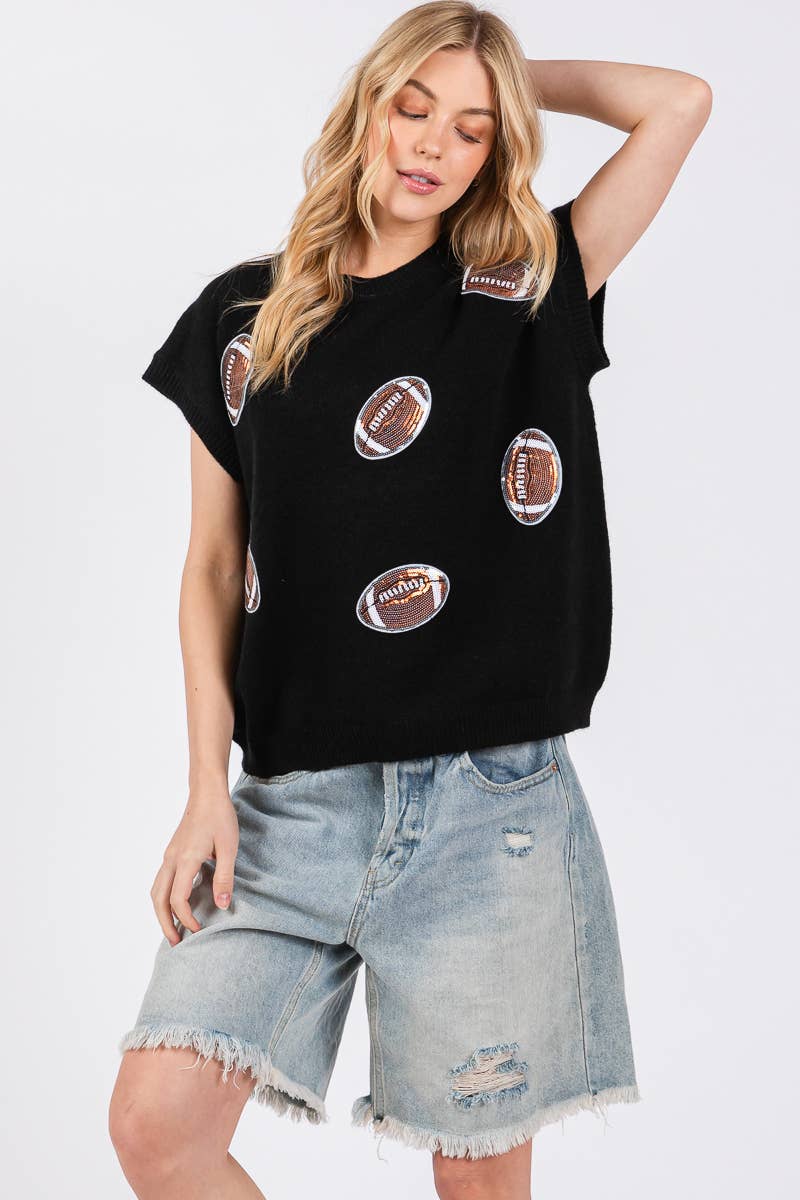 GAME DAY FOOTBALL PATCH SWEATER TOP