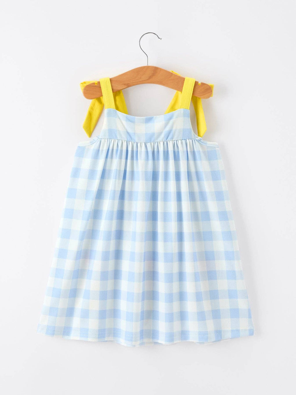 Girls Back To School Pencil Plaid Dress Bow Applique Smocked