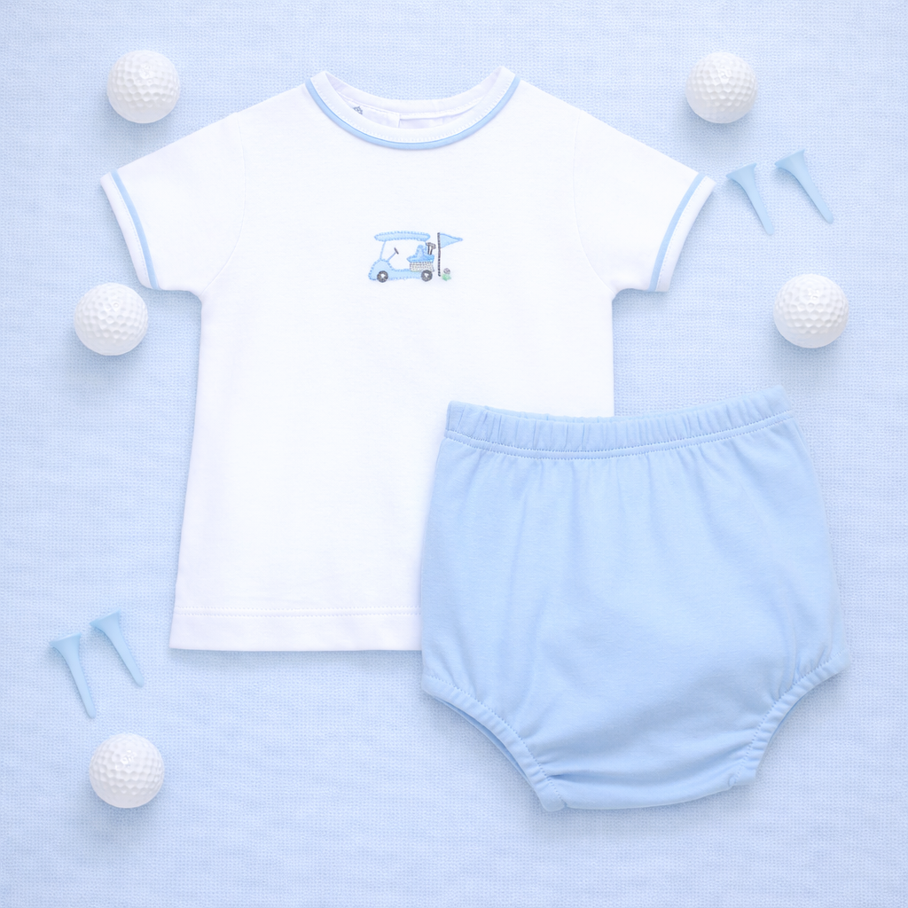 Little Golfer Diaper Cover Set - Light Blue