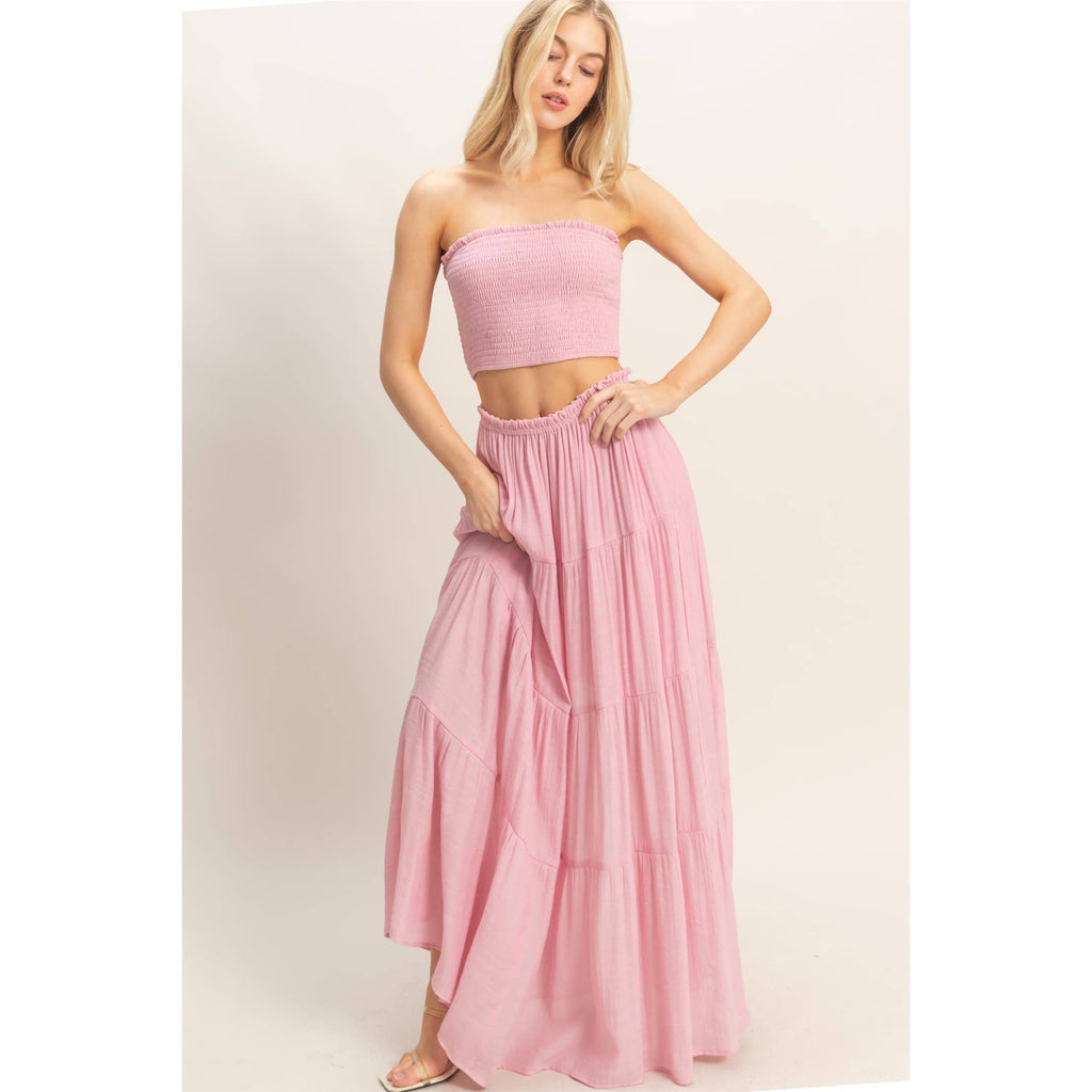 Tiered Skirt: ORANGE RED / S-M-L(2-2-2)