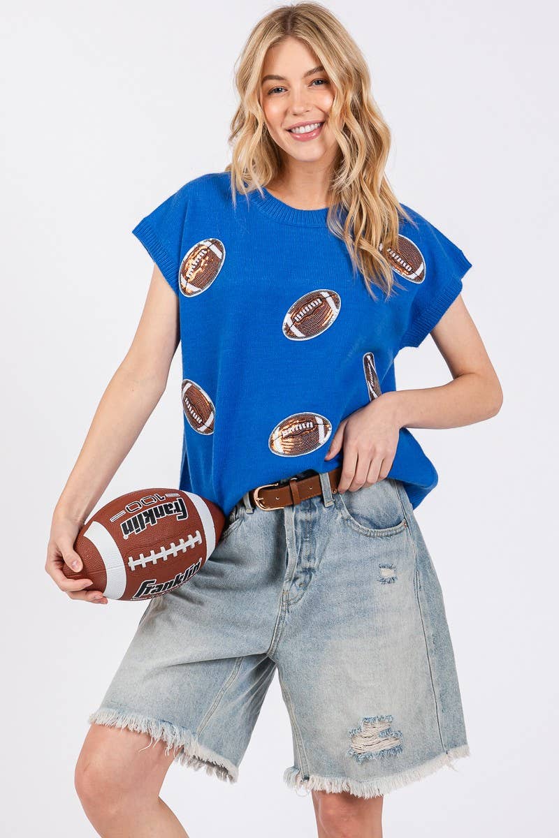 GAME DAY FOOTBALL PATCH SWEATER TOP