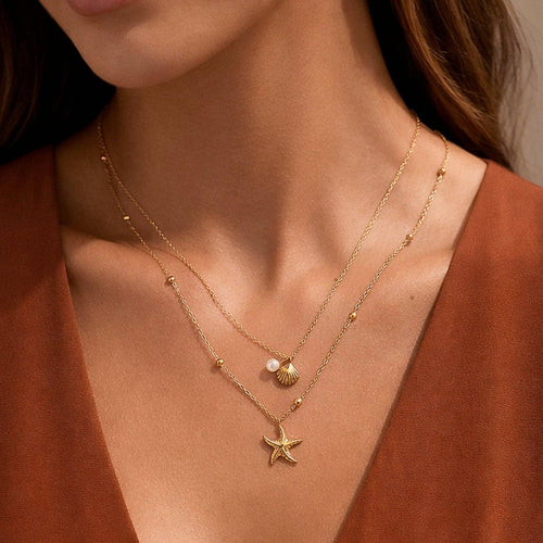 18K Gold Plated Waterproof Stainless Steel Chain Necklace - 7810