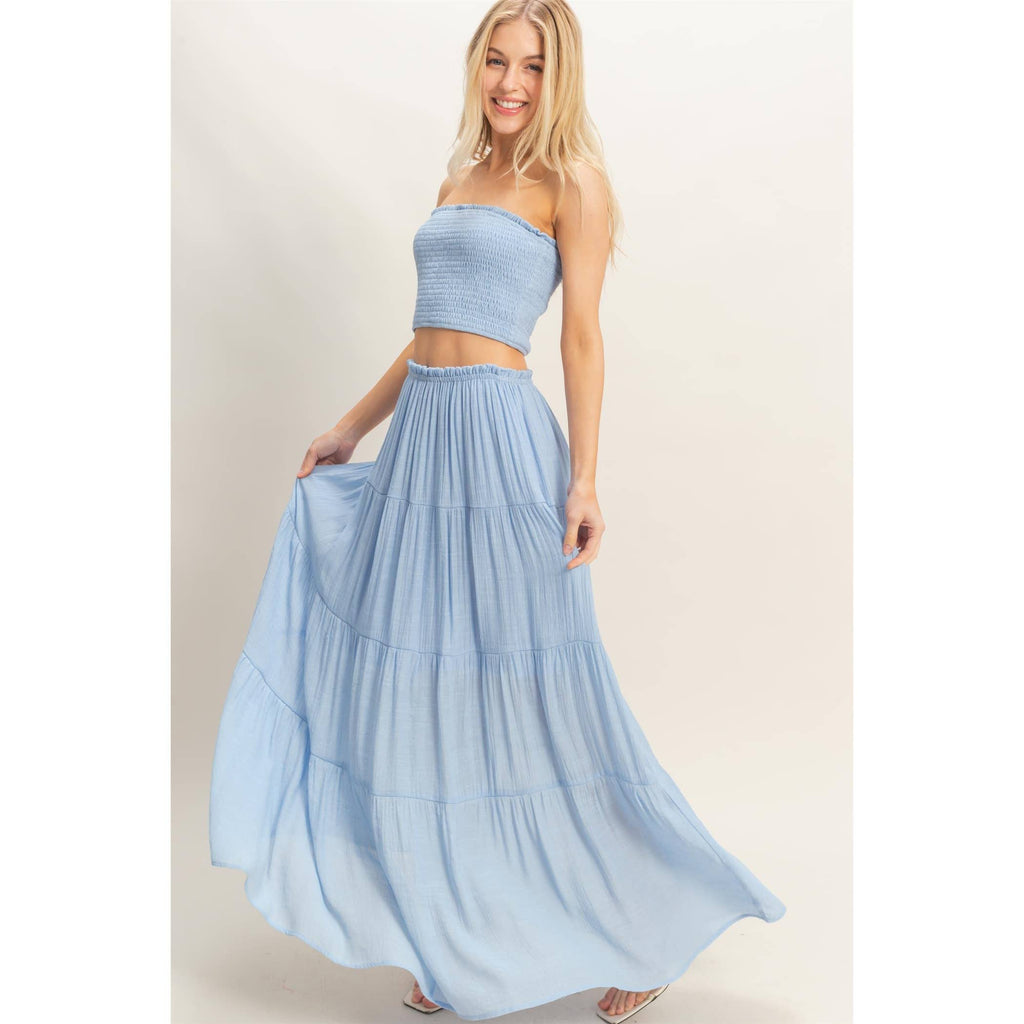 Tiered Skirt: WHITE / S-M-L(2-2-2)