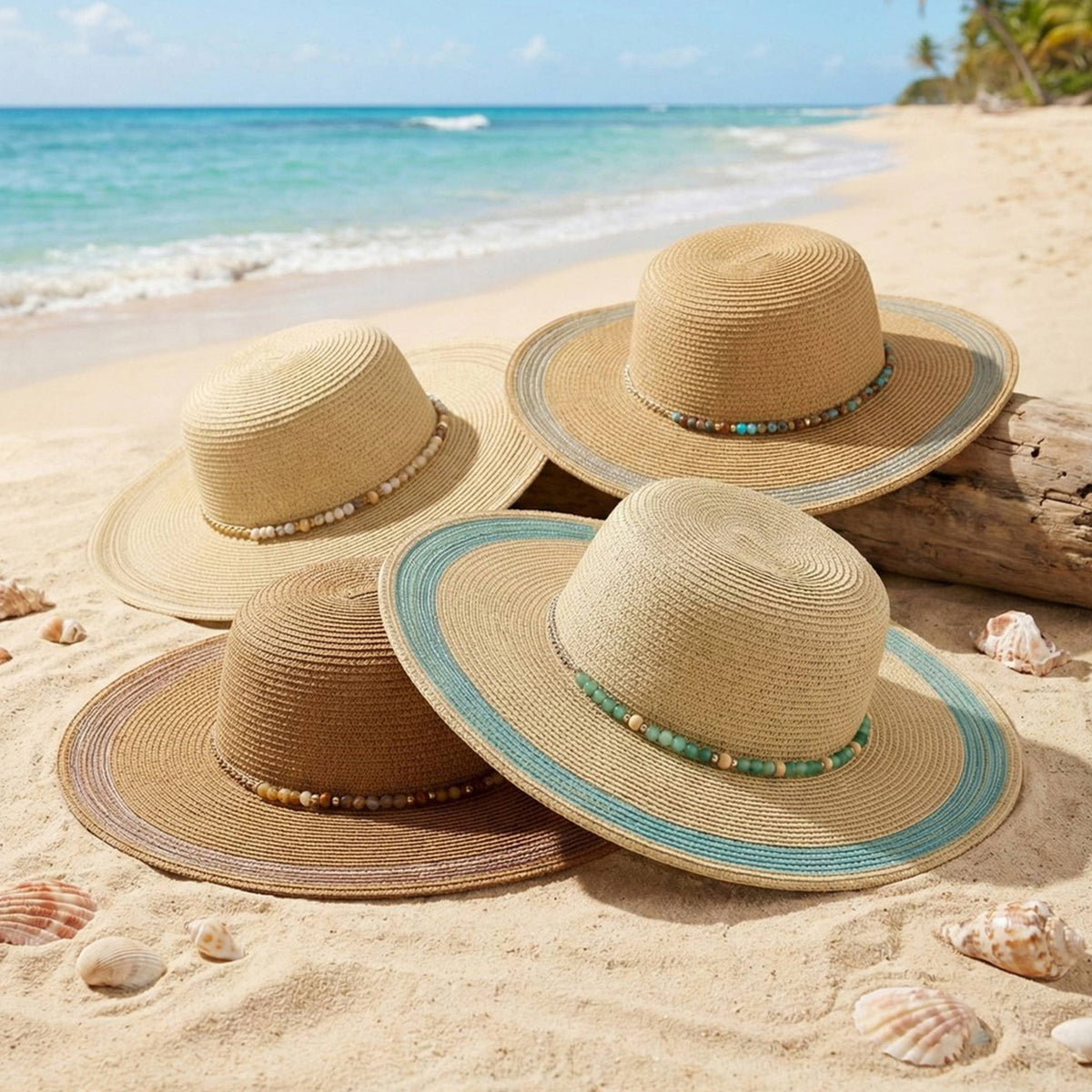Beaded Band Summer Straw Sun Hat
