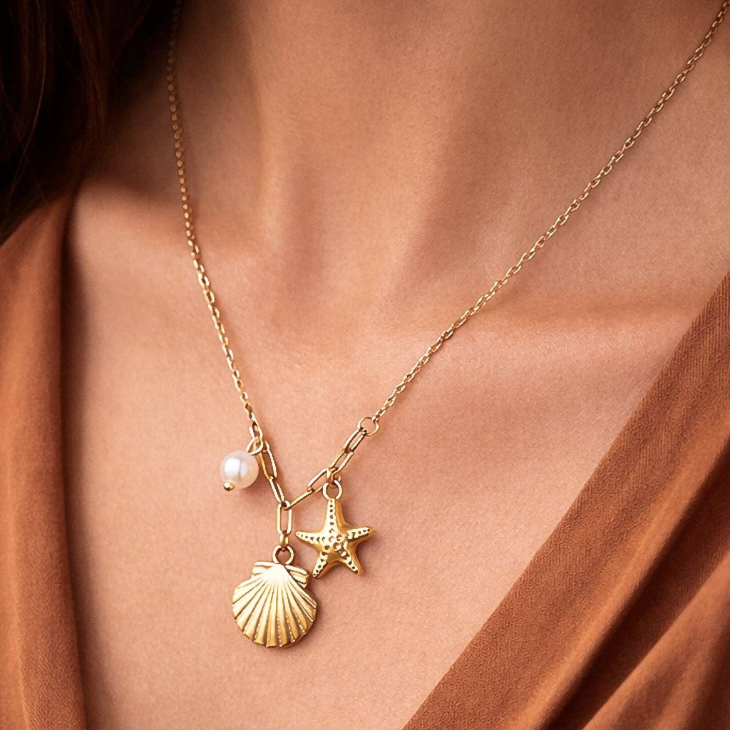 18K Gold Plated Waterproof Stainless Steel Chain Necklace - 7808
