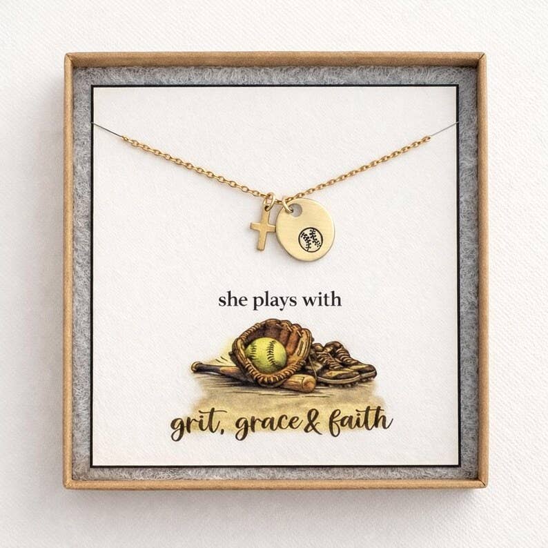 Softball two charm necklace