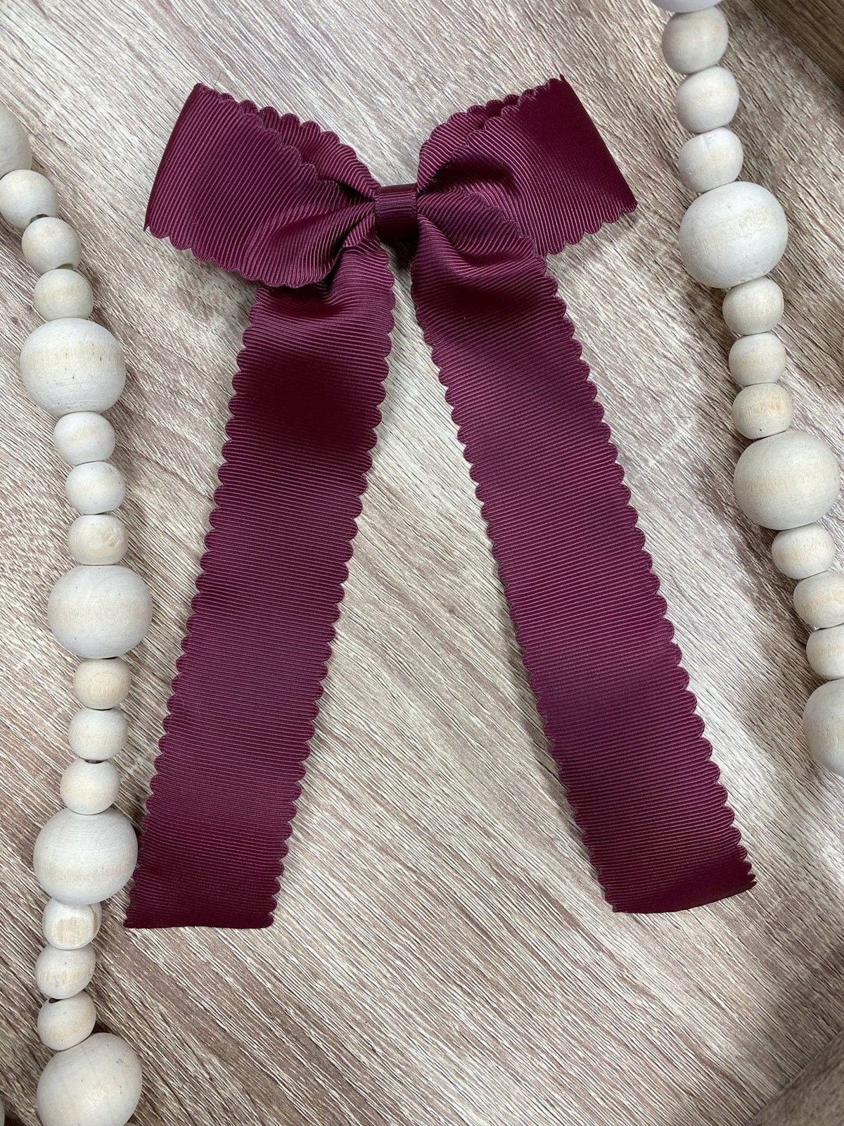 Scalloped Long Tail Bow with Alligator Clip