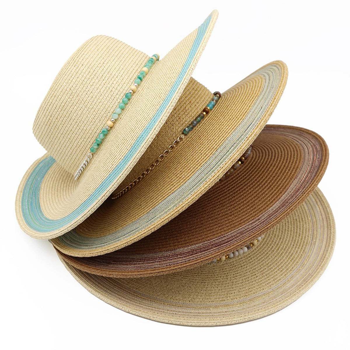 Beaded Band Summer Straw Sun Hat