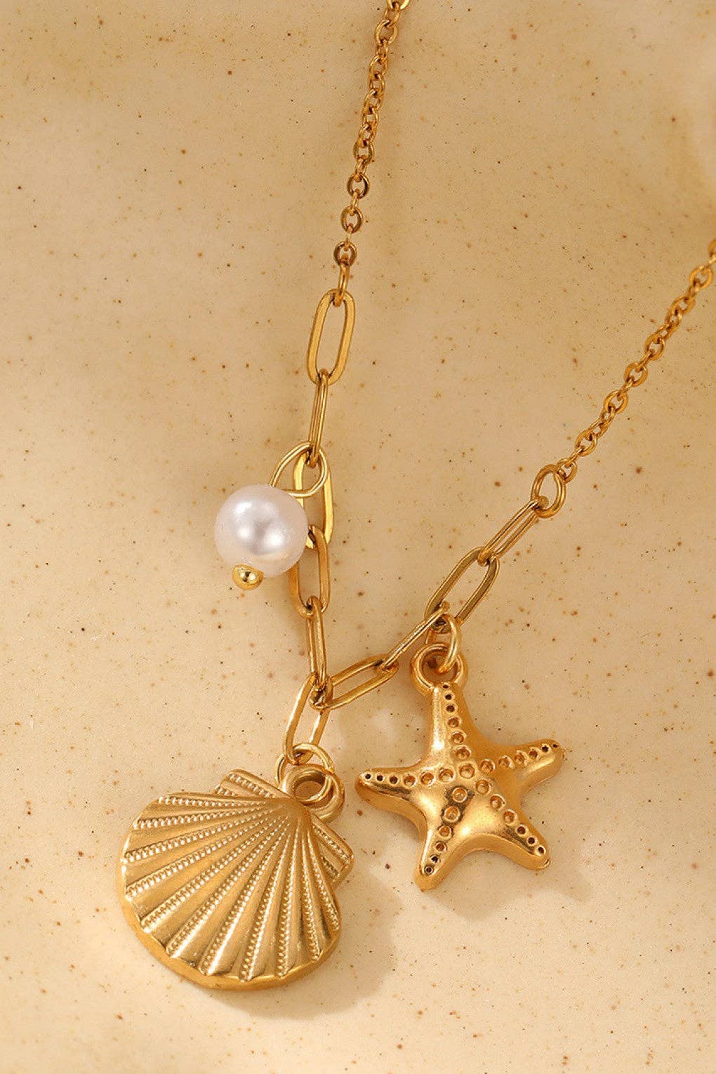18K Gold Plated Waterproof Stainless Steel Chain Necklace - 7808