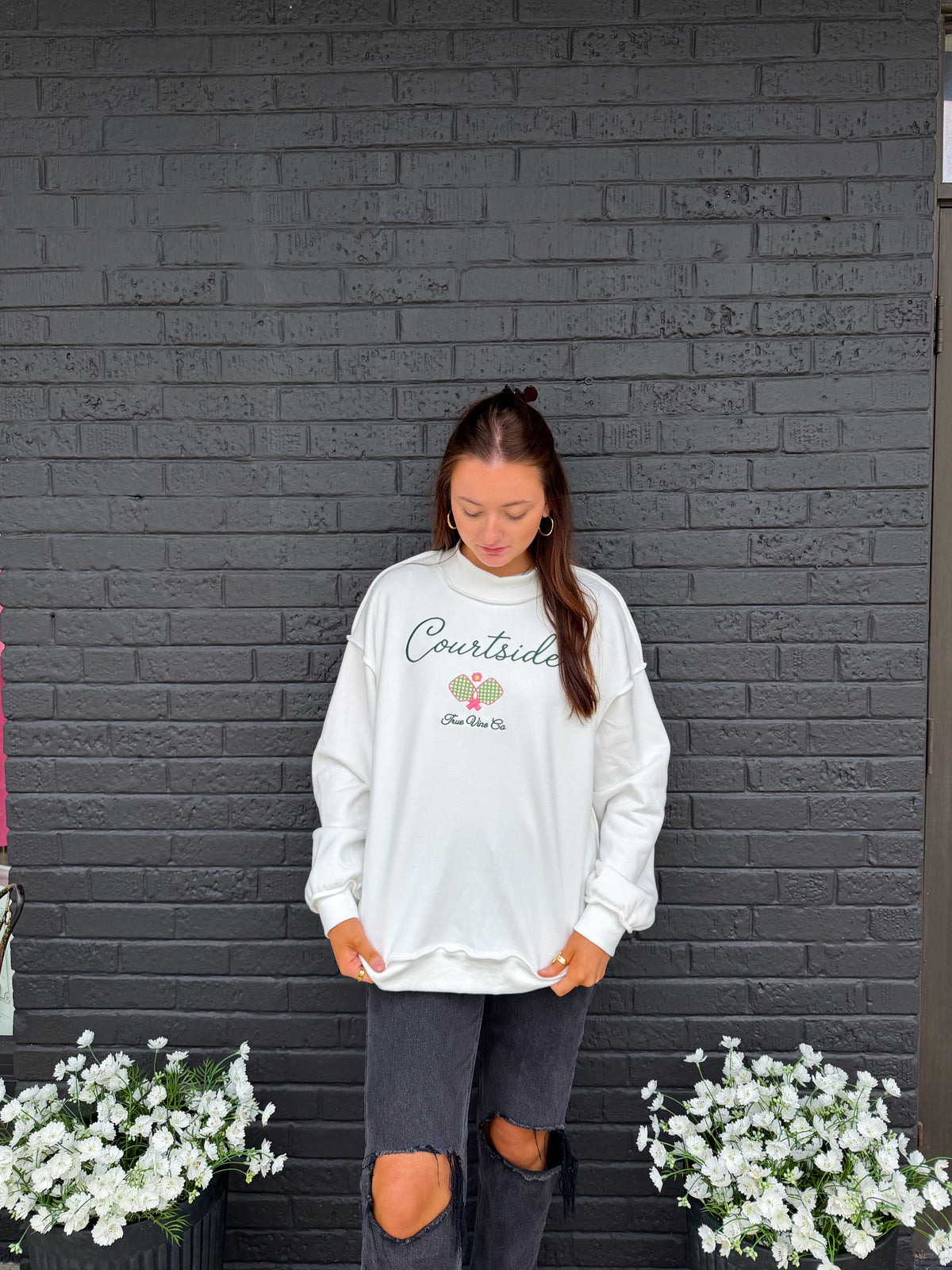 Courtside Embroidered Mockneck