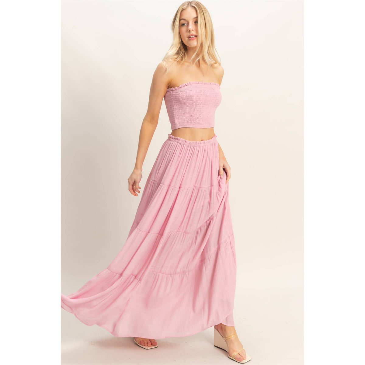 Tiered Skirt: WHITE / S-M-L(2-2-2)