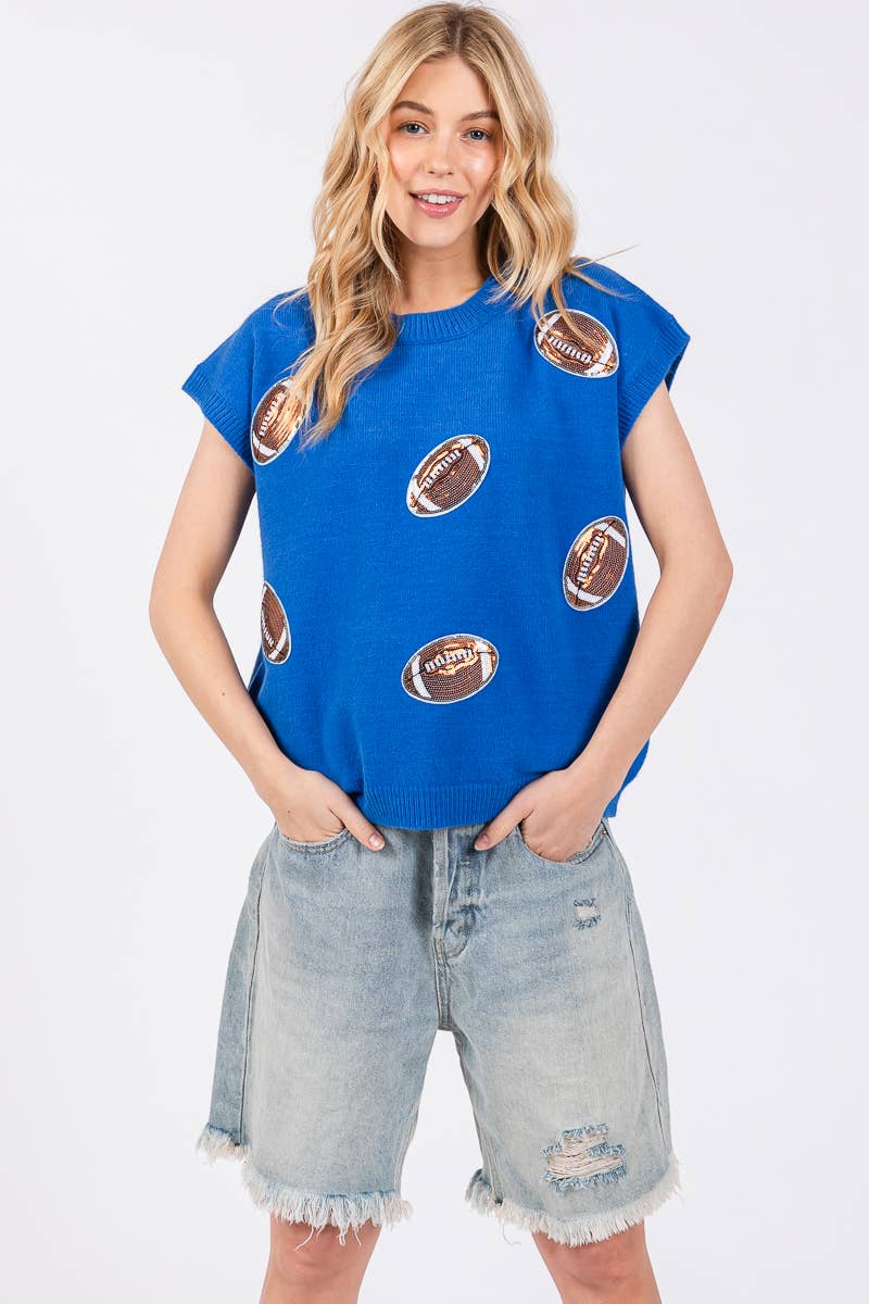 GAME DAY FOOTBALL PATCH SWEATER TOP